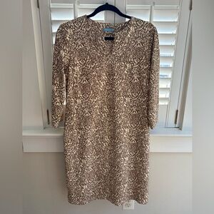 J. McLaughlin Women's Brown and Cream Patterned Shift Dress